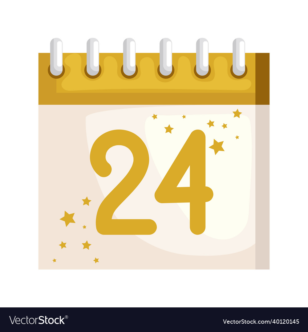 Calendar with golden 24 Royalty Free Vector Image