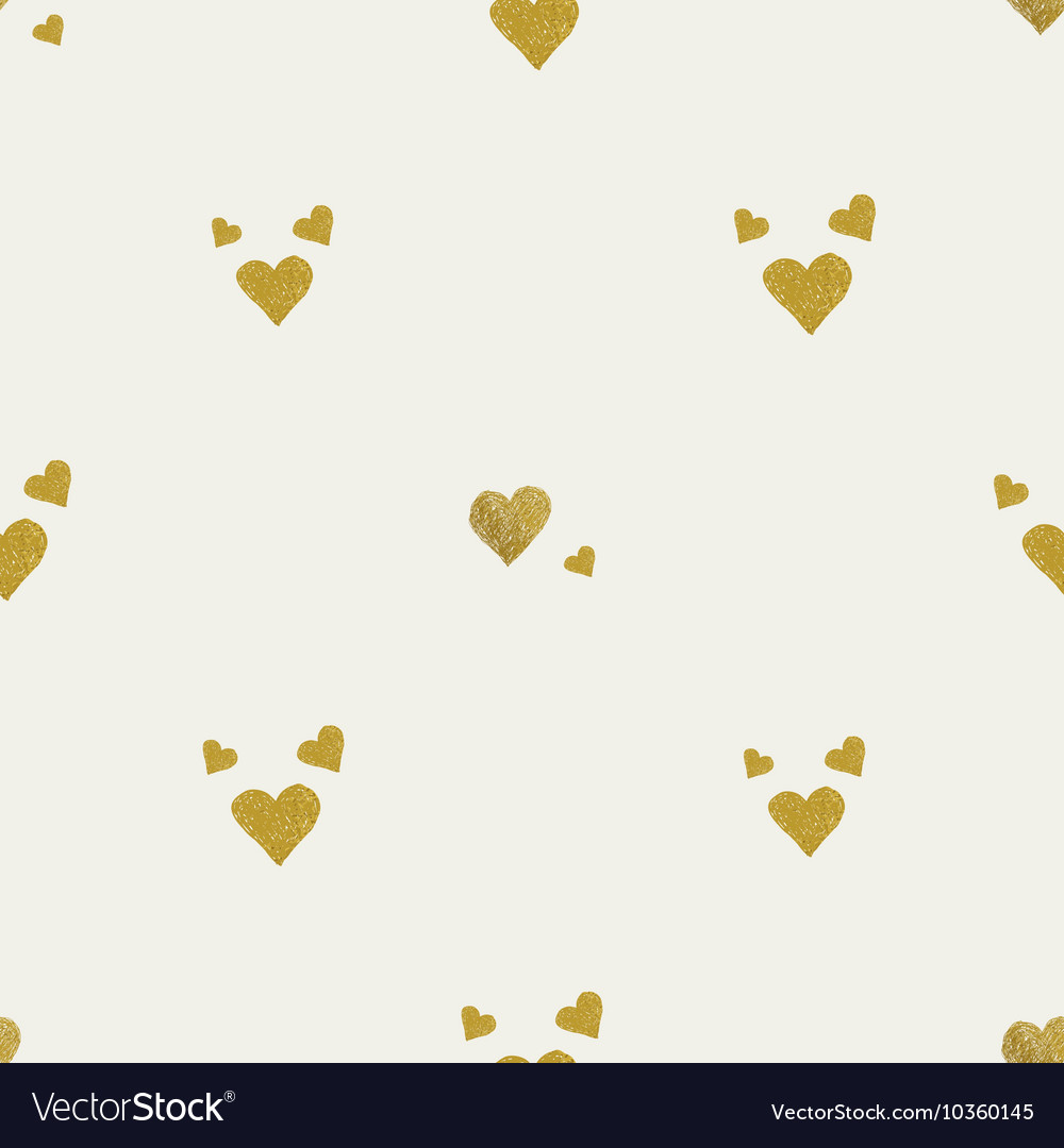 Golden hearts seamless pattern Royalty Free Vector Image