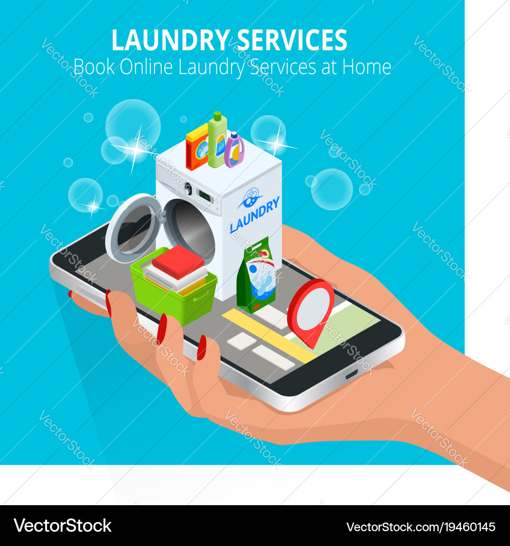 Isometric woman hand using smartphone booking Vector Image