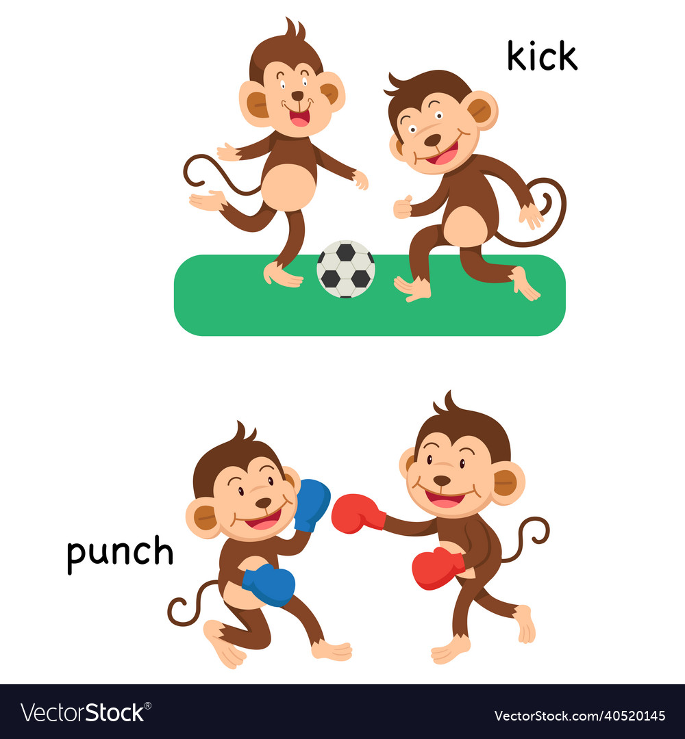 Opposite kick and punch Royalty Free Vector Image