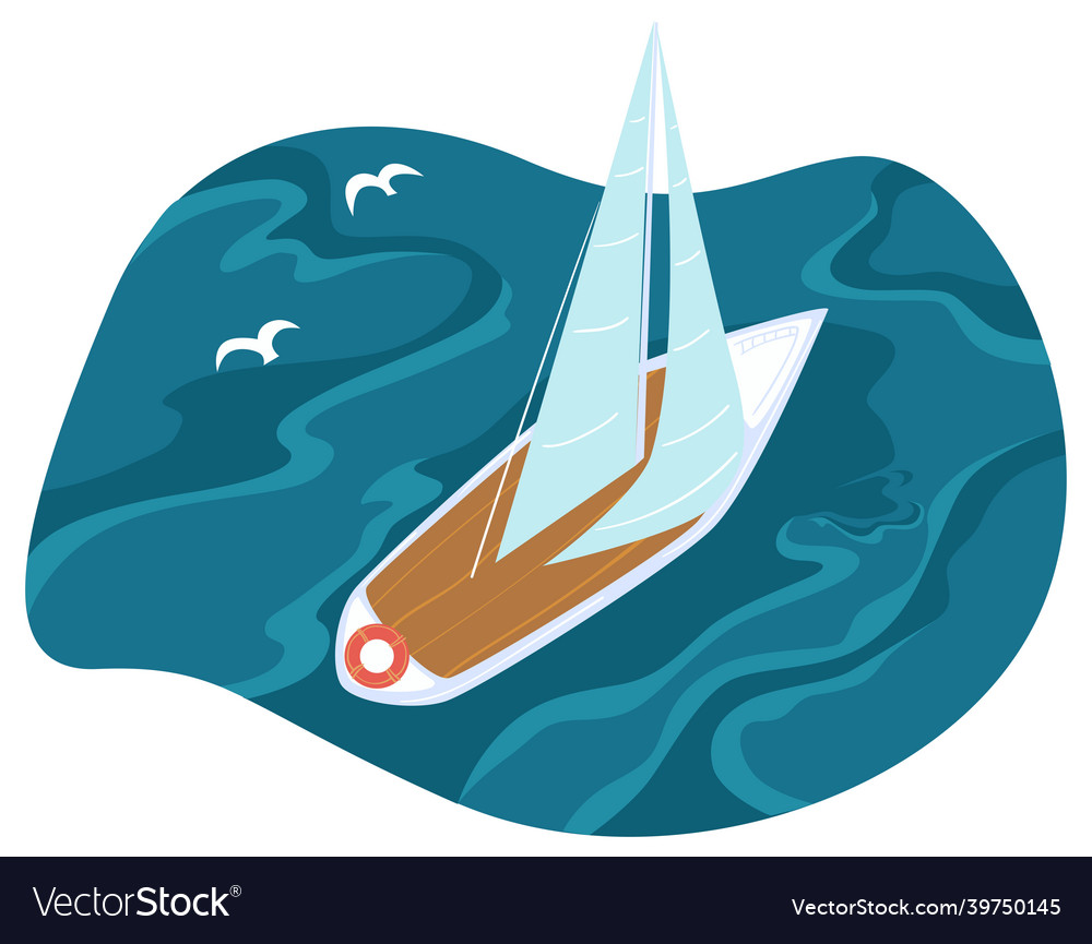 Sailboat with sails ship or vessel for voyages Vector Image