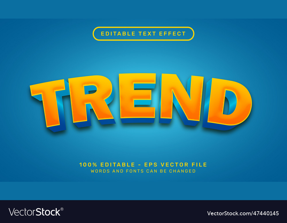 Trend 3d text effect and editable text effect Vector Image