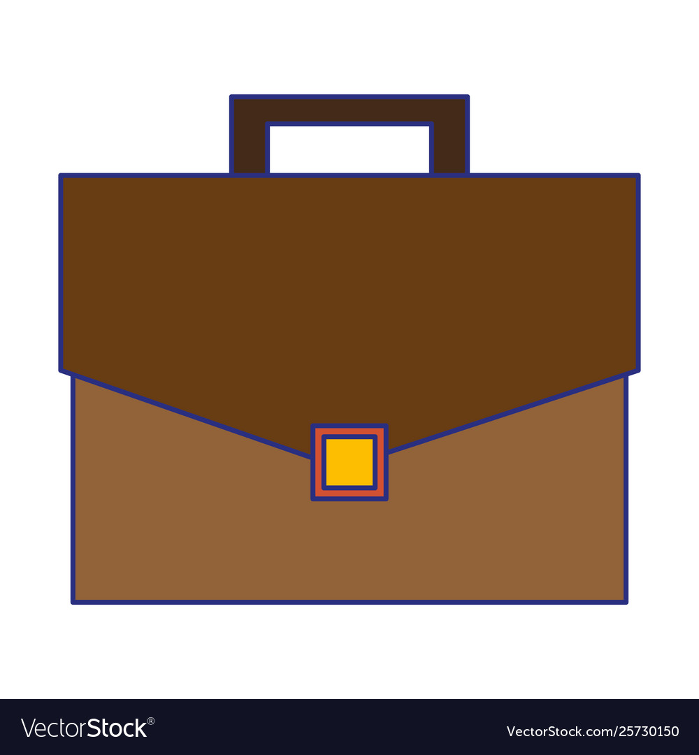 Brown briefcase icon cartoon isolated blue lines Vector Image