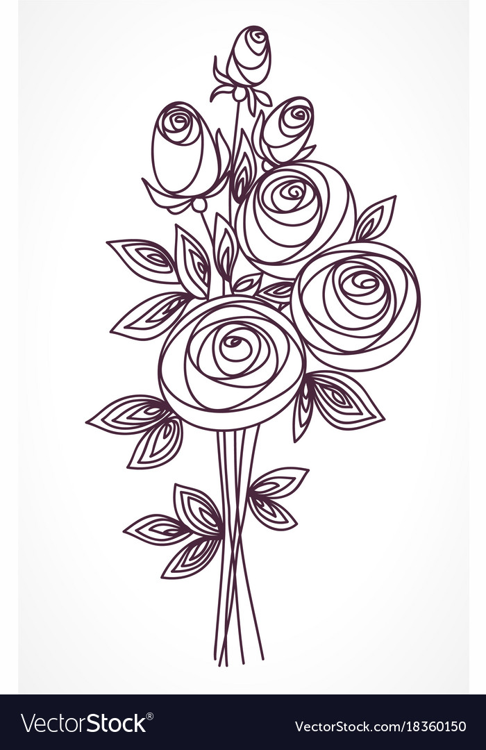 Bouquet of Roses with Message Card Stock Illustration - Illustration of  date, drawing: 124365571