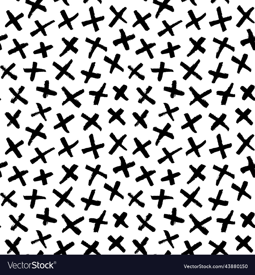 Hand drawn seamless pattern with black crosses Vector Image