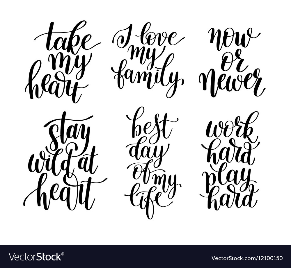 Set 6 handwritten lettering positive quotes Vector Image