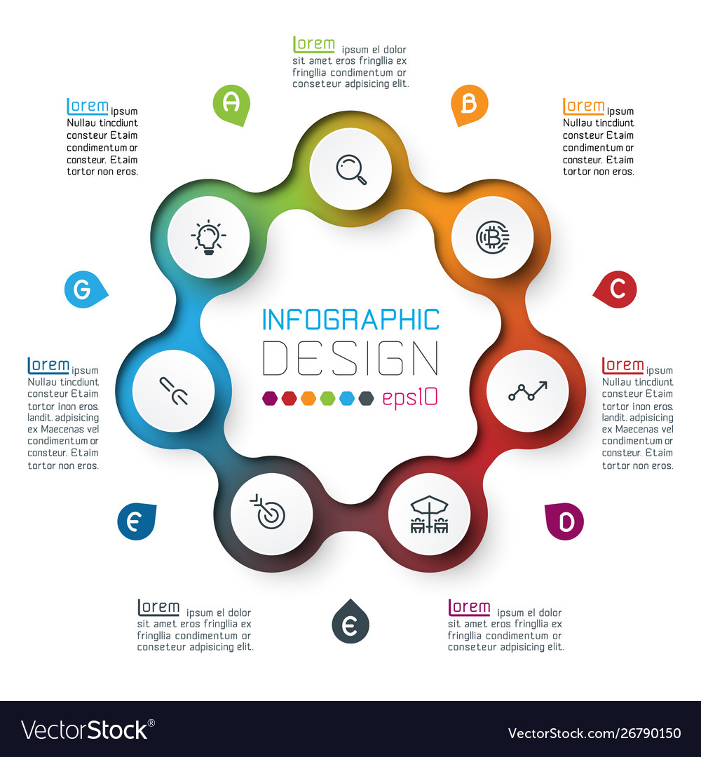 Seven circles with business icon infographics Vector Image