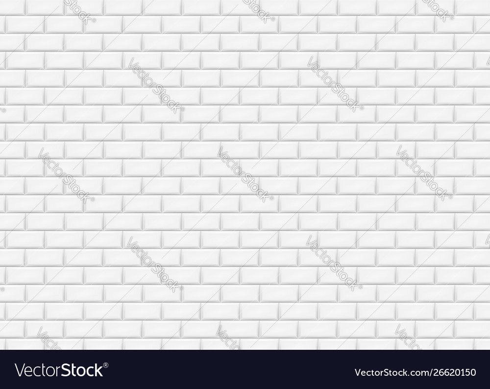 White brick wall in subway tile pattern