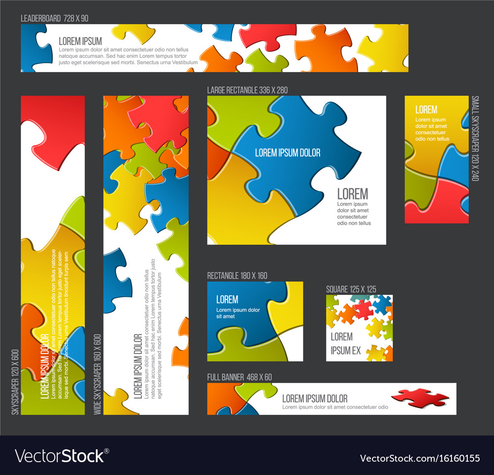 Banner templates collection with abstract puzzle Vector Image