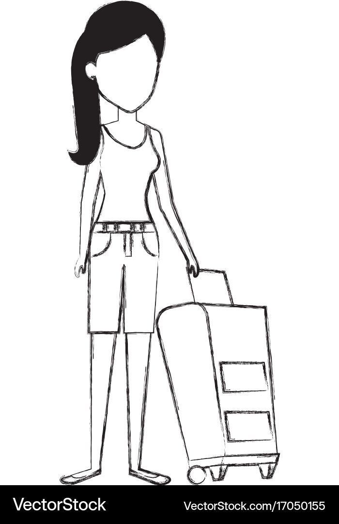 Beautiful girl with suitcase Royalty Free Vector Image