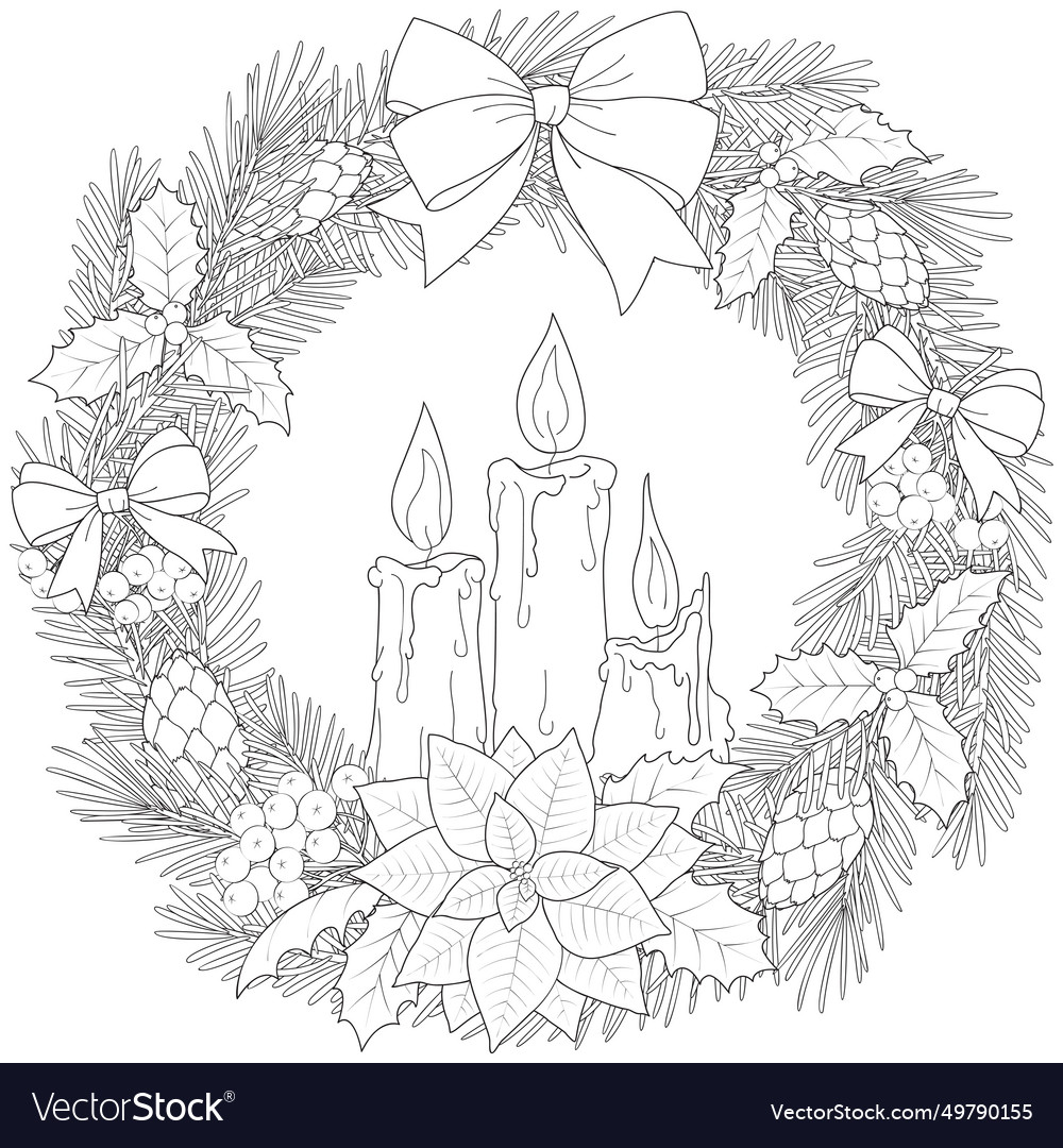 Christmas candles three white decorated Royalty Free Vector