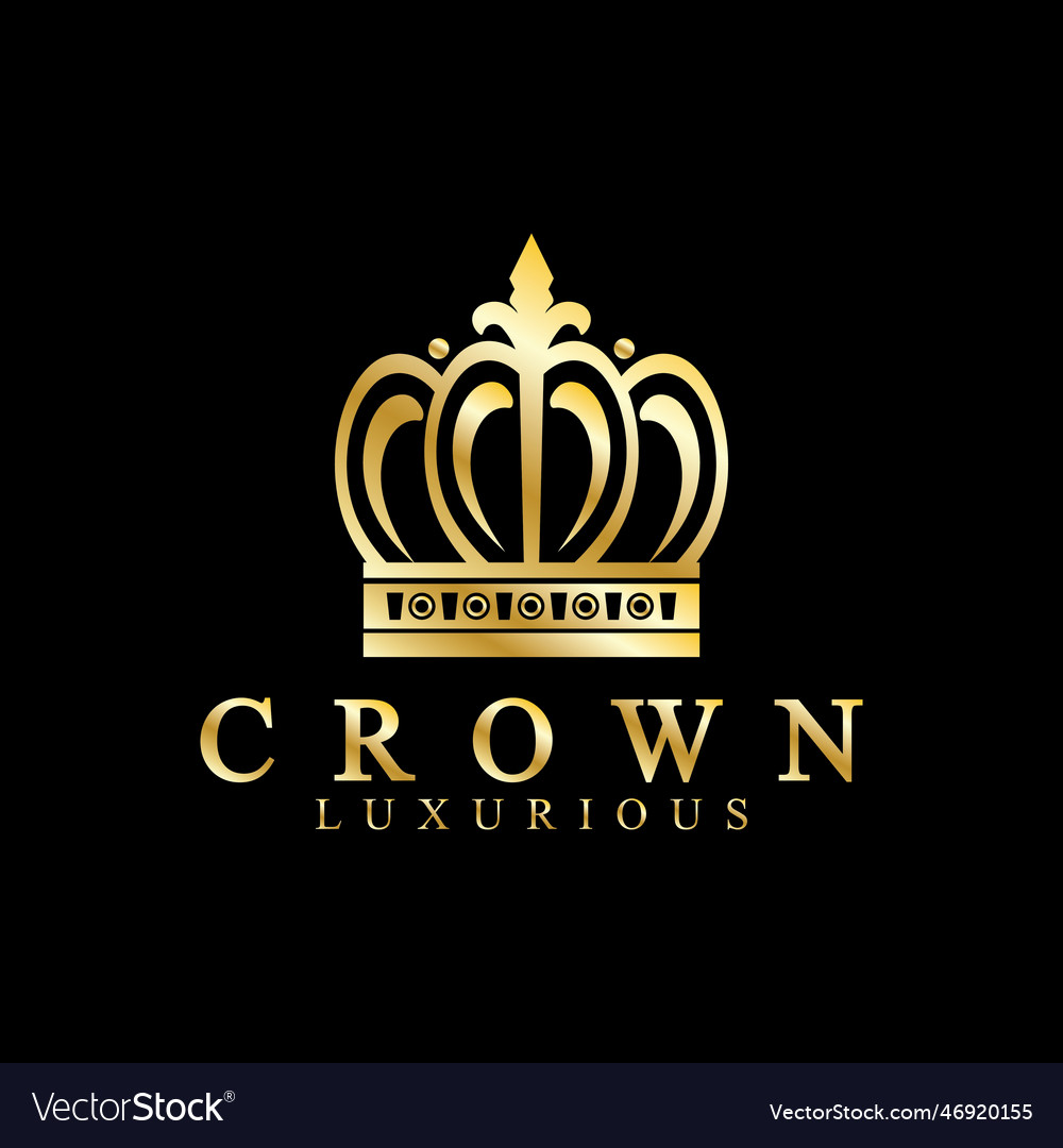 Gold crown icons queen king golden crowns luxury Vector Image