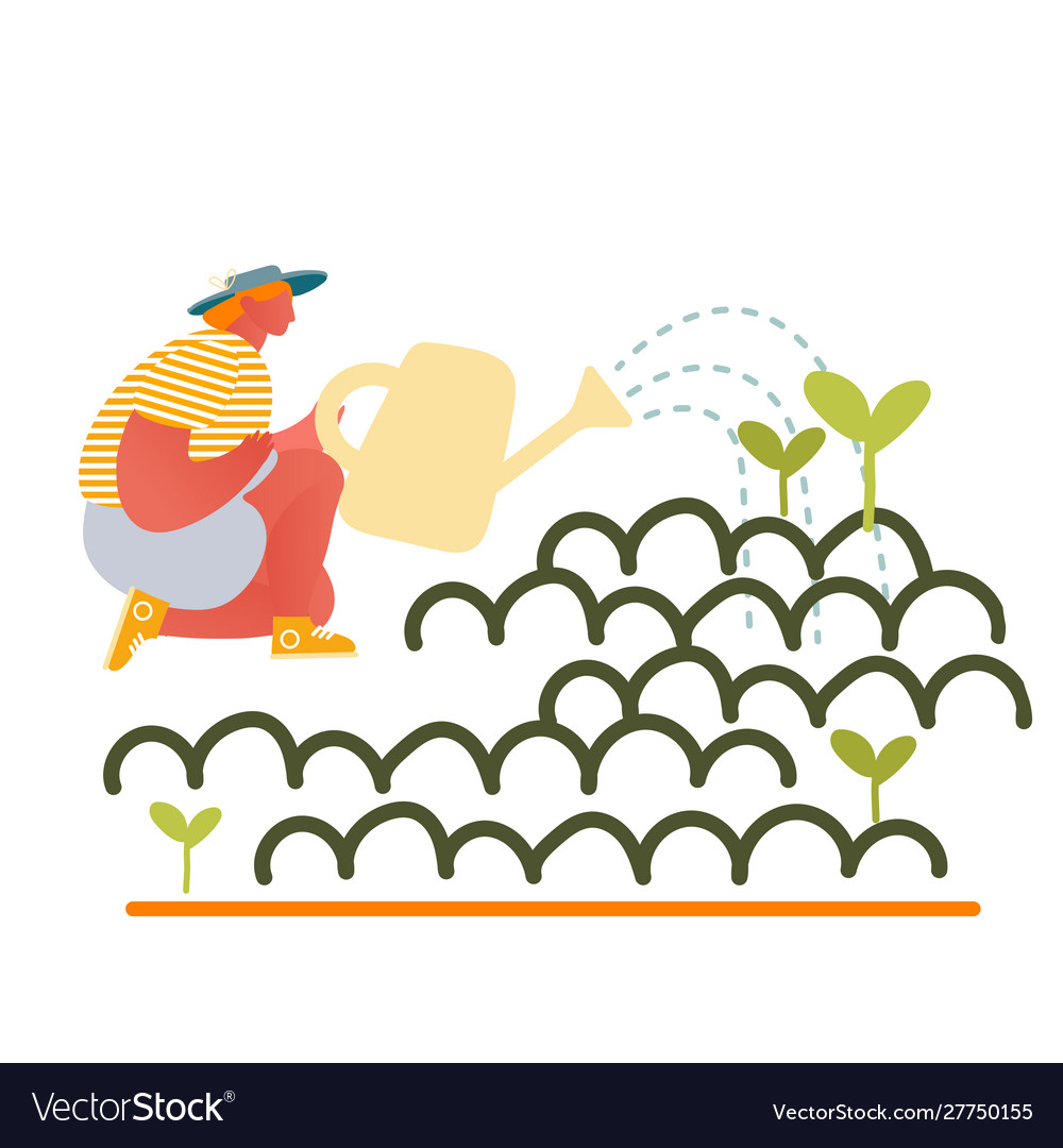 Happy girl gardening at home or in greenhouse Vector Image