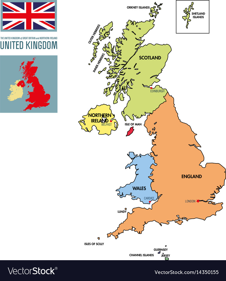 Political Map United Kingdom With Regions Vector Image 9644