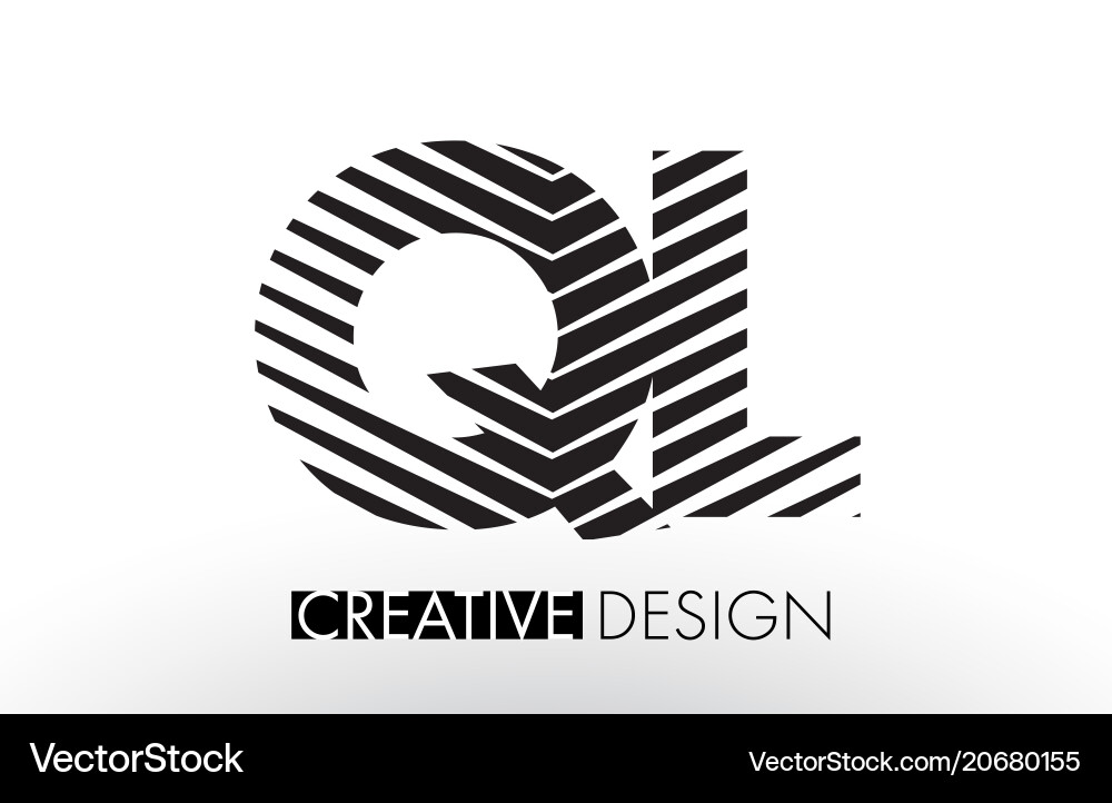 Ql q l lines letter design with creative elegant Vector Image