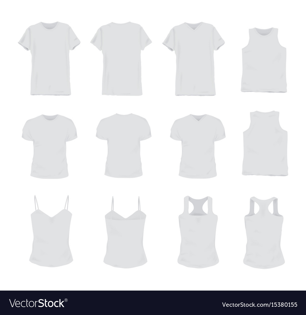 Set of different realistic white t-shirt for man