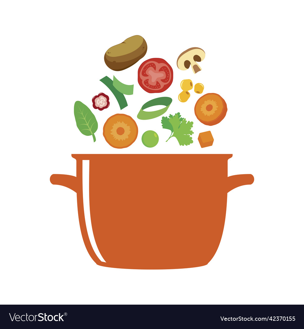 Vegetables flying into the pot icon Royalty Free Vector