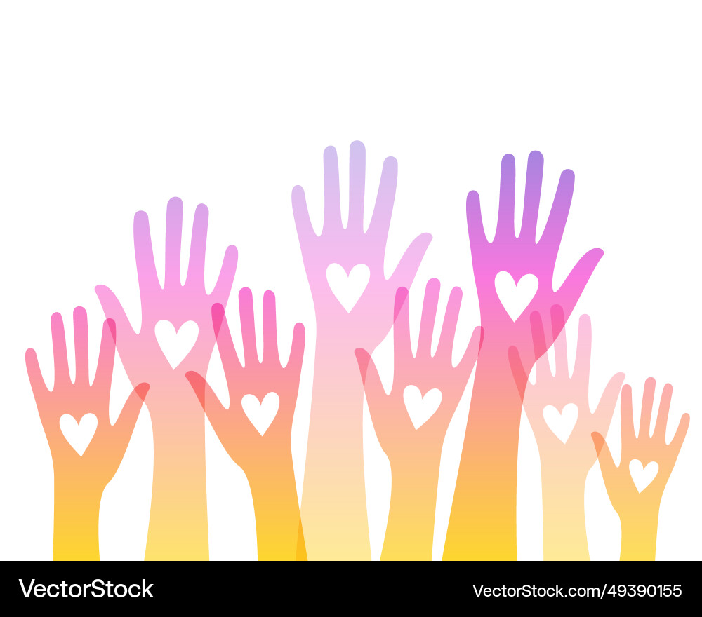 Volunteer community hand up background with love Vector Image