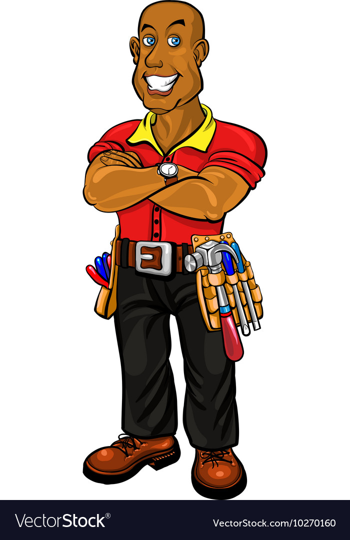 Builder man in cartoon style Royalty Free Vector Image