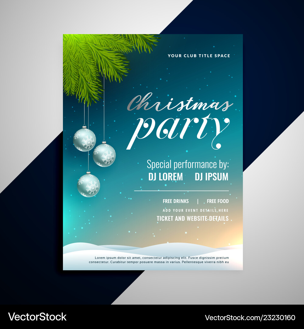 Christmas event party decorative flyer template Vector Image