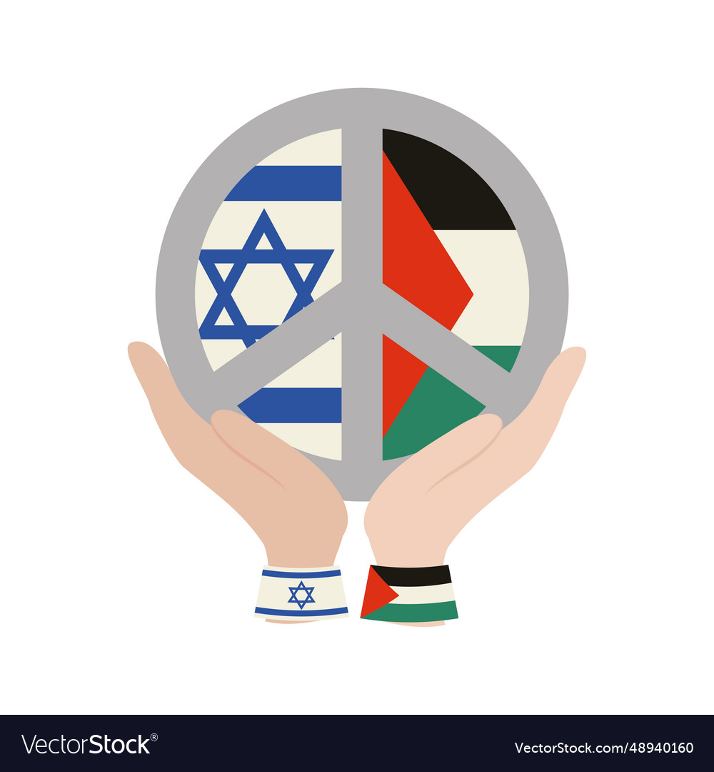 Israel and palestine flags in hands peace Vector Image