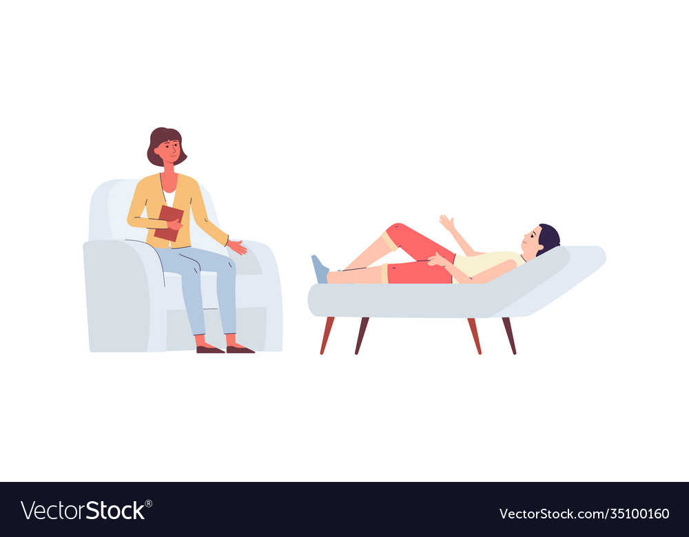 Psychologist and patient in therapy session Vector Image