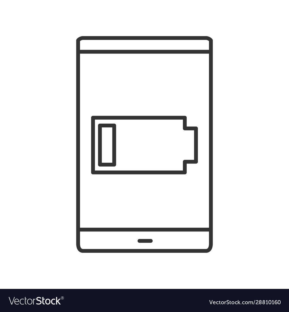 Smartphone low battery linear icon Royalty Free Vector Image