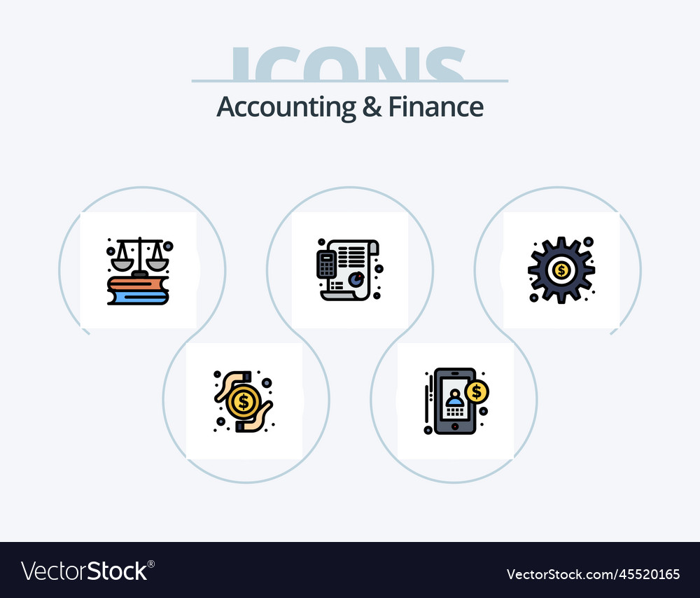 Accounting and finance line filled icon pack 5 Vector Image