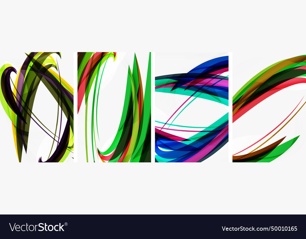 Colorful wave lines poster set for wallpaper Vector Image