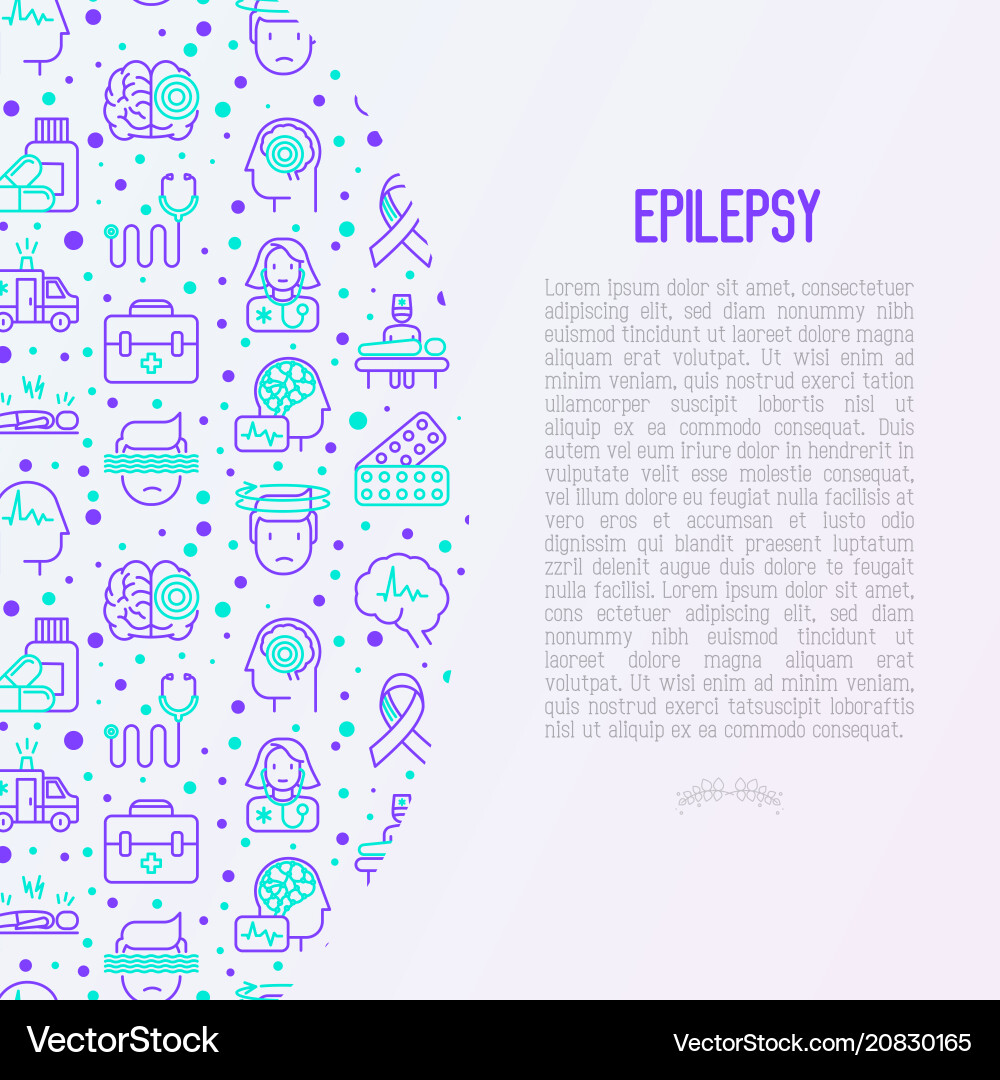 Epilepsy Concept With Thin Line Icons Royalty Free Vector