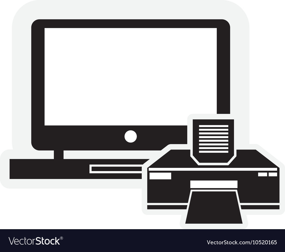 Laptop And Printer Icon Royalty Free Vector Image