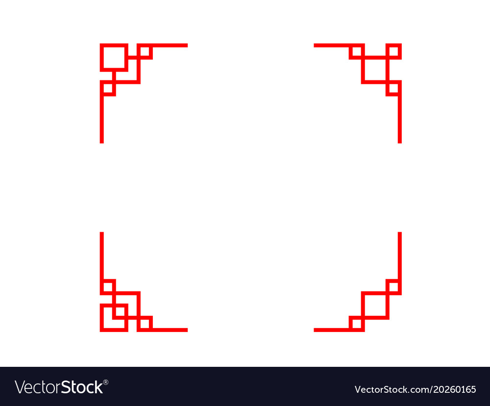 Set of chinese line corner in classic style Vector Image