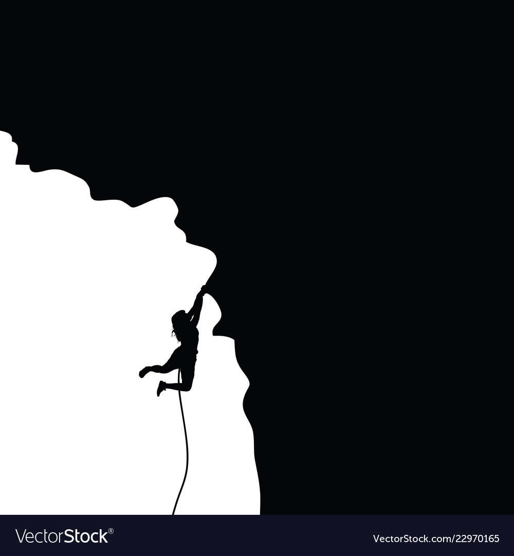 Woman silhouette on the cliff Royalty Free Vector Image