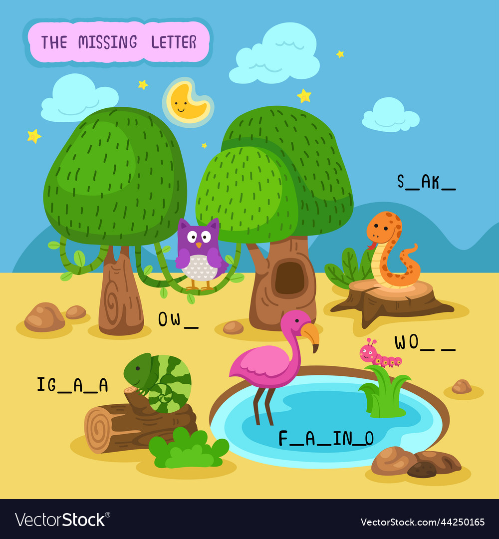 write-the-missing-letter-royalty-free-vector-image
