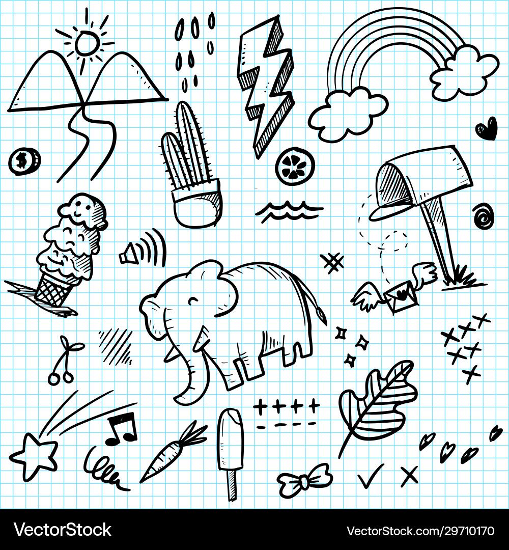 Hand drawn set elements for concept design Vector Image