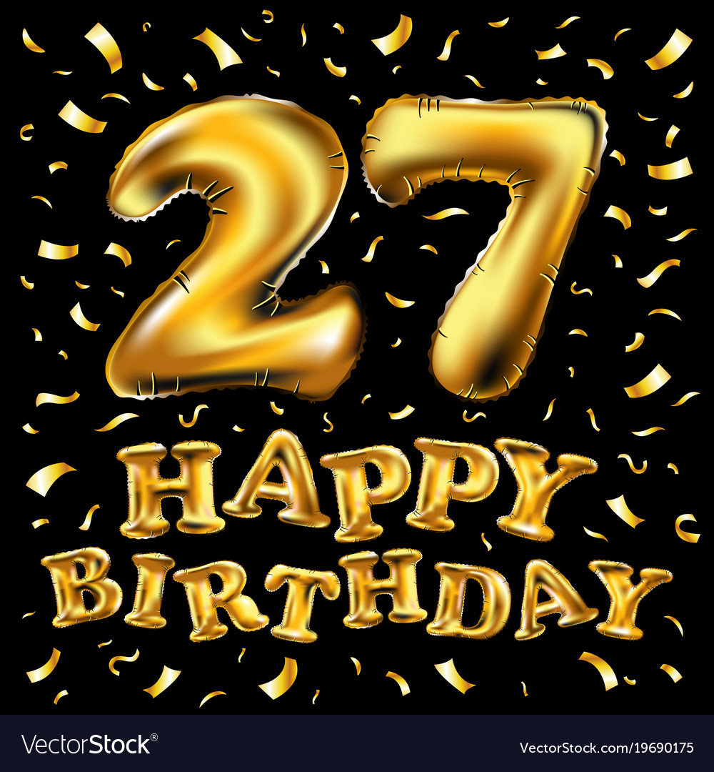 27th-birthday-celebration-with-gold-balloons-and-vector-image