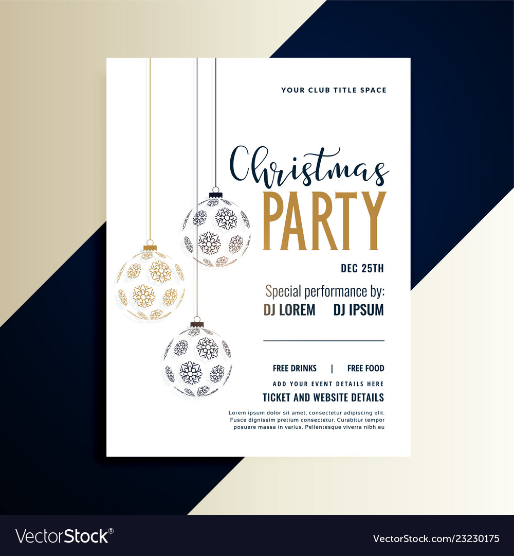 Christmas holiday party invitation flyer design Vector Image