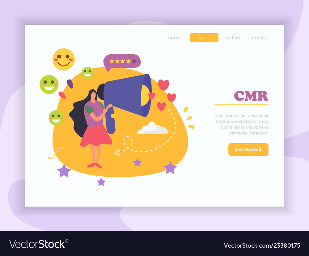 Crm website landing page Royalty Free Vector Image