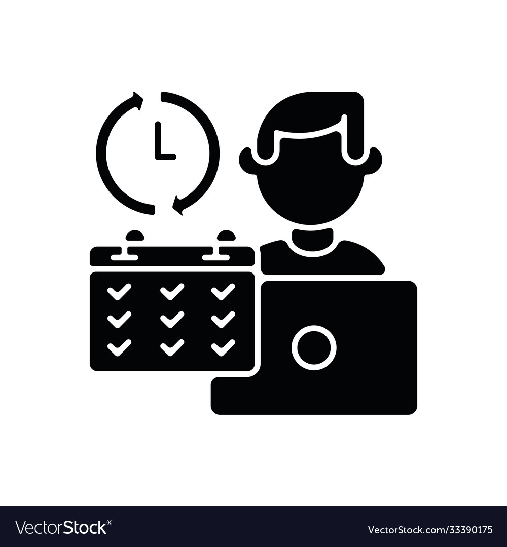 Full time job black glyph icon Royalty Free Vector Image