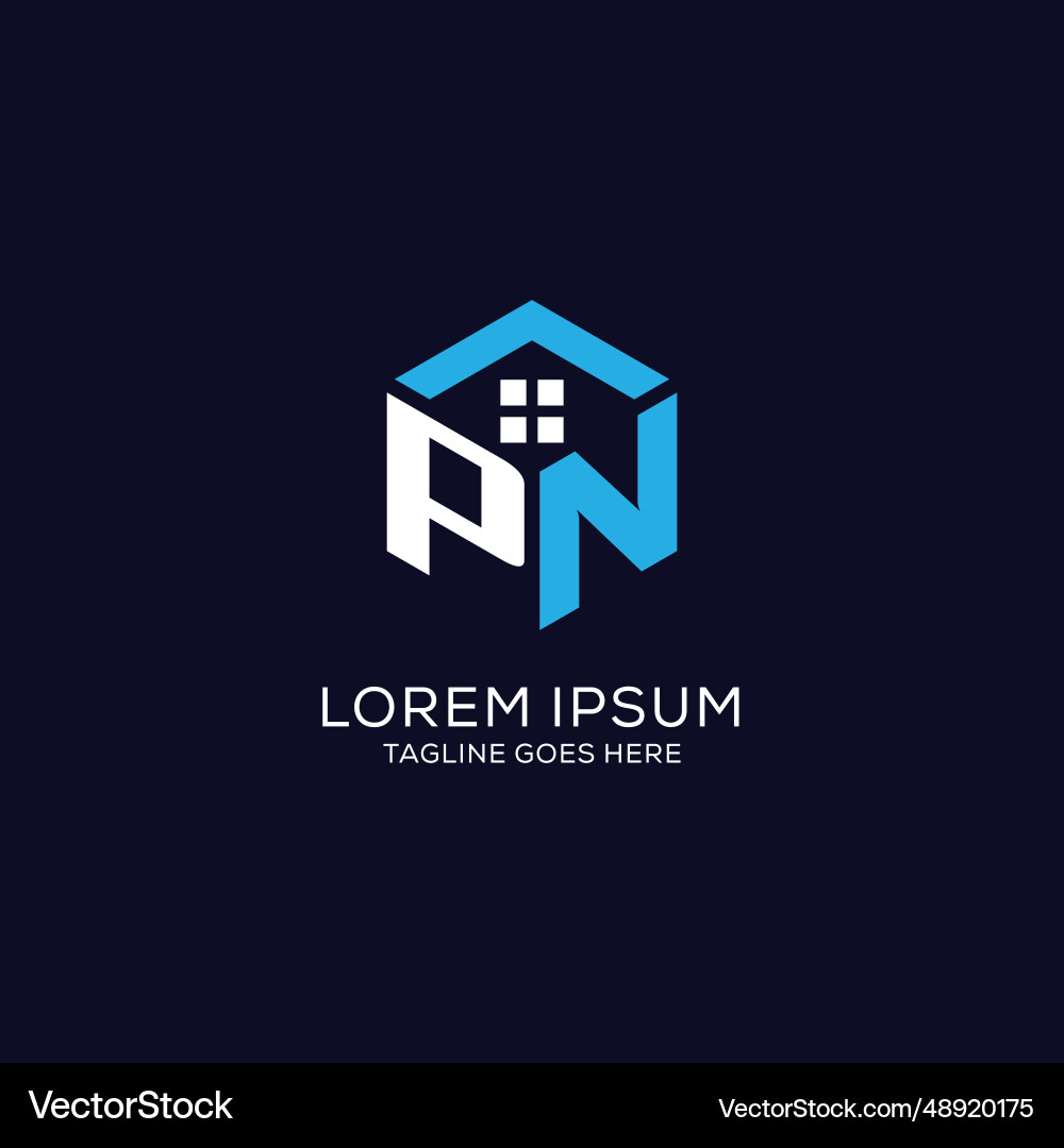Initial logo pn monogram with abstract house Vector Image