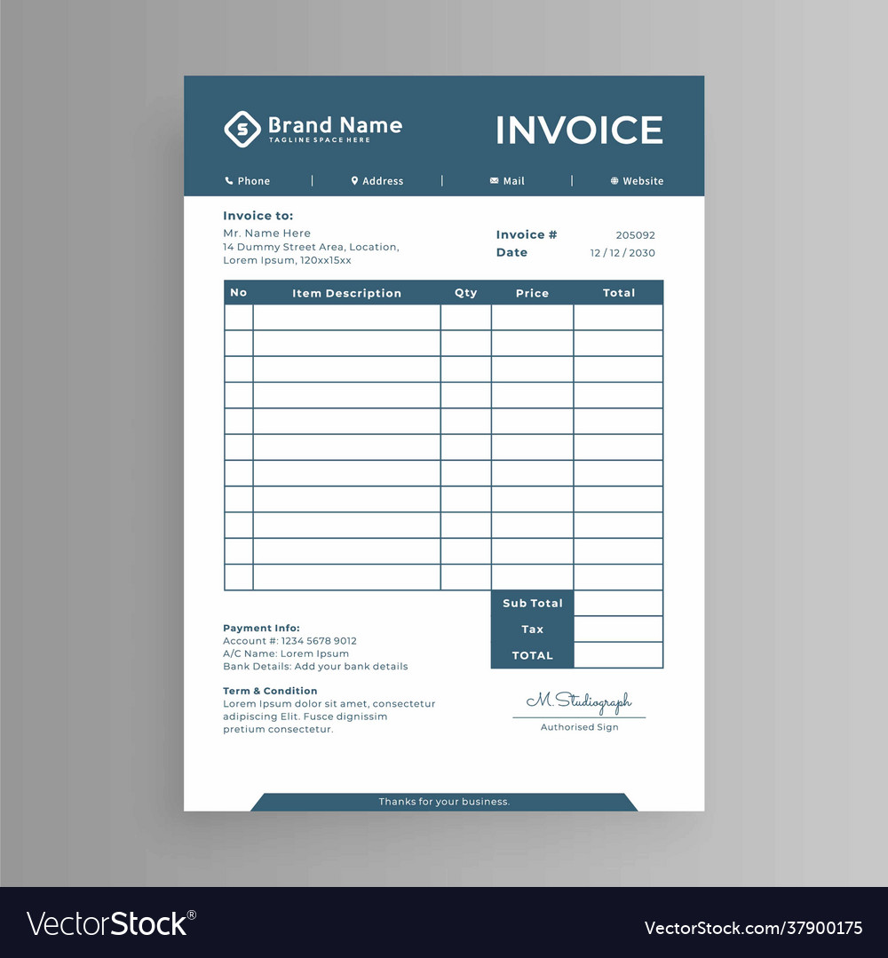 Invoice design Royalty Free Vector Image - VectorStock