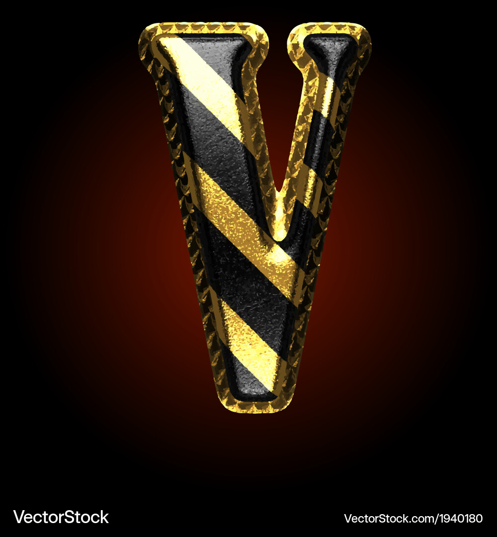 Golden and black letter v Royalty Free Vector Image