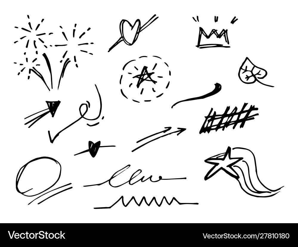Hand drawn doodle design element set Royalty Free Vector
