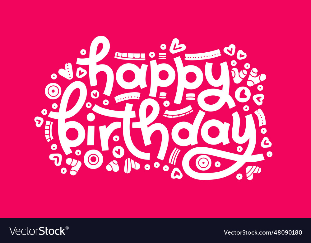 Happy birthday bold hand lettering isolated Vector Image