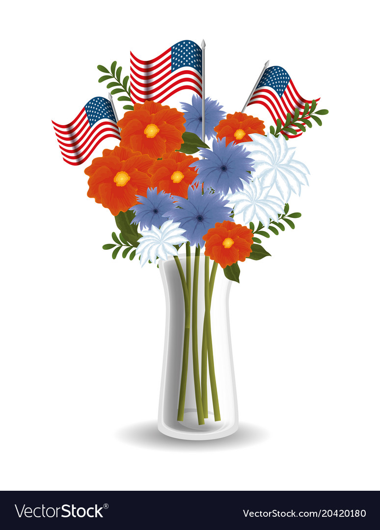 Happy memorial day with beautiful flowers and usa Vector Image