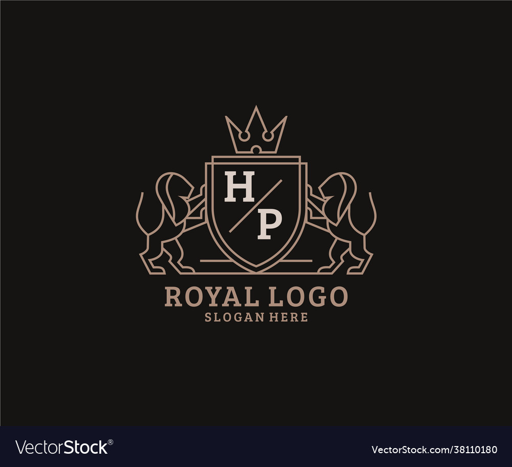 Initial Hp Letter Lion Royal Luxury Logo Template Vector Image