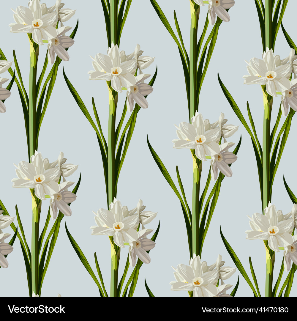 Retro Flower Seamless Pattern Daffodils Vector Image