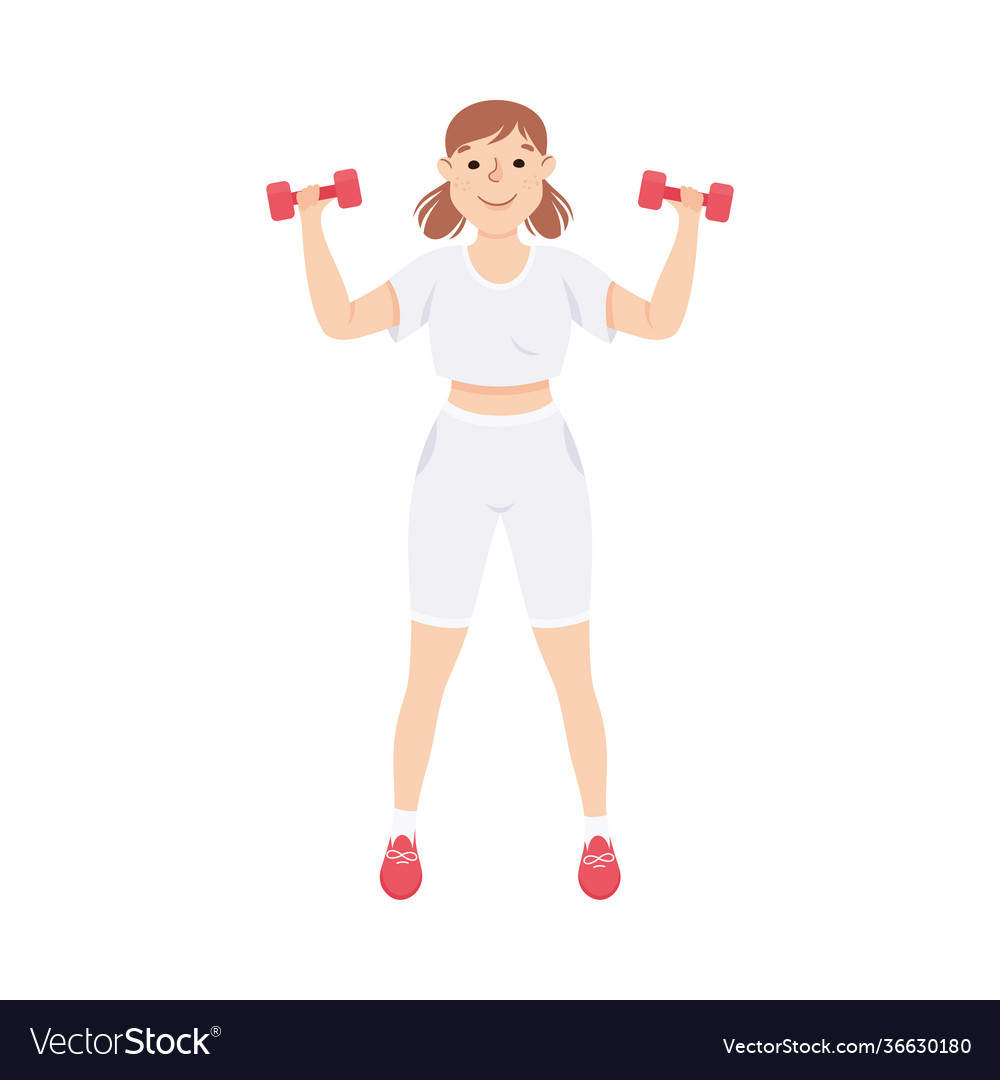 Young female in athletic wear at gym lifting Vector Image