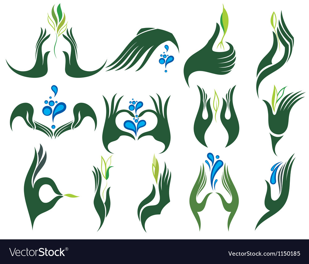 Collection of human hands Royalty Free Vector Image