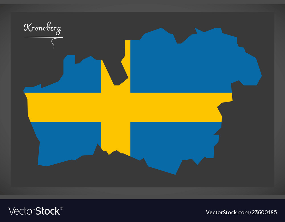 Kronoberg map of sweden with swedish national flag